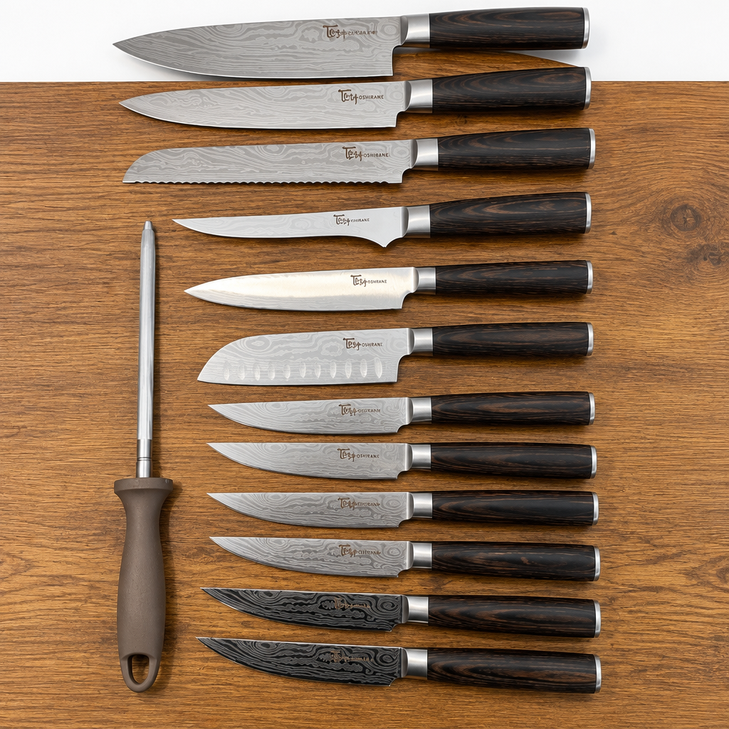 Syokami 14-piece Knife Set with Rotatable Block