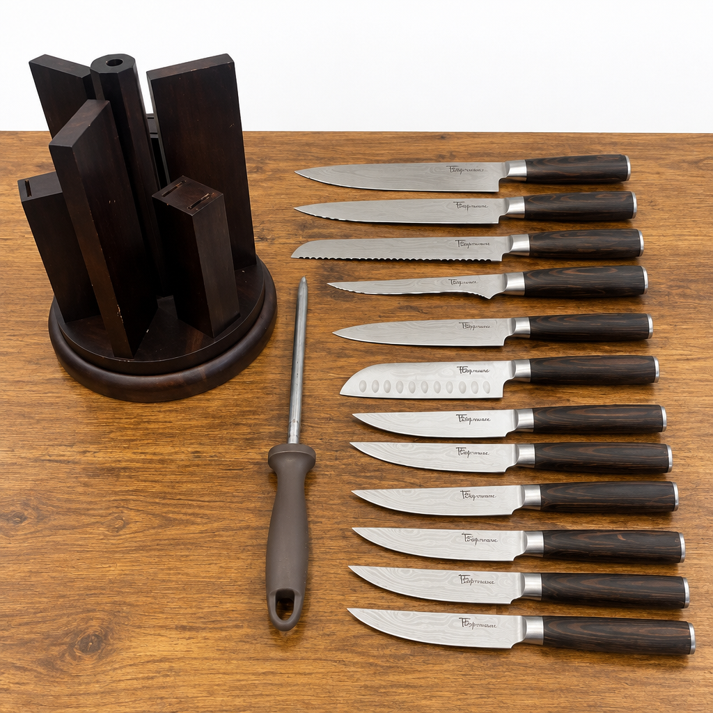 Syokami 14-piece Knife Set with Rotatable Block